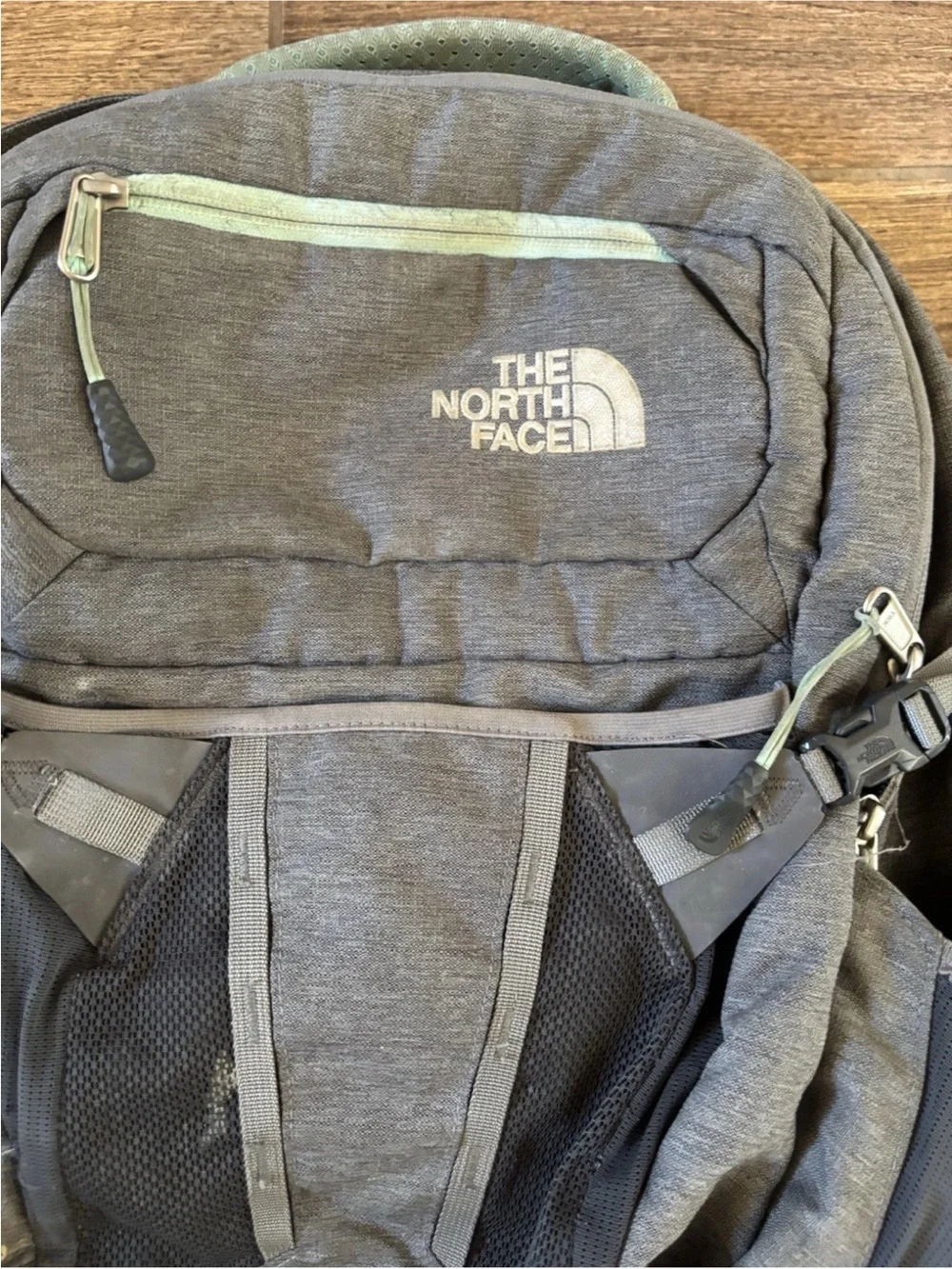 The North Face Recon Backpack Gray Green Laptop Travel School Bag